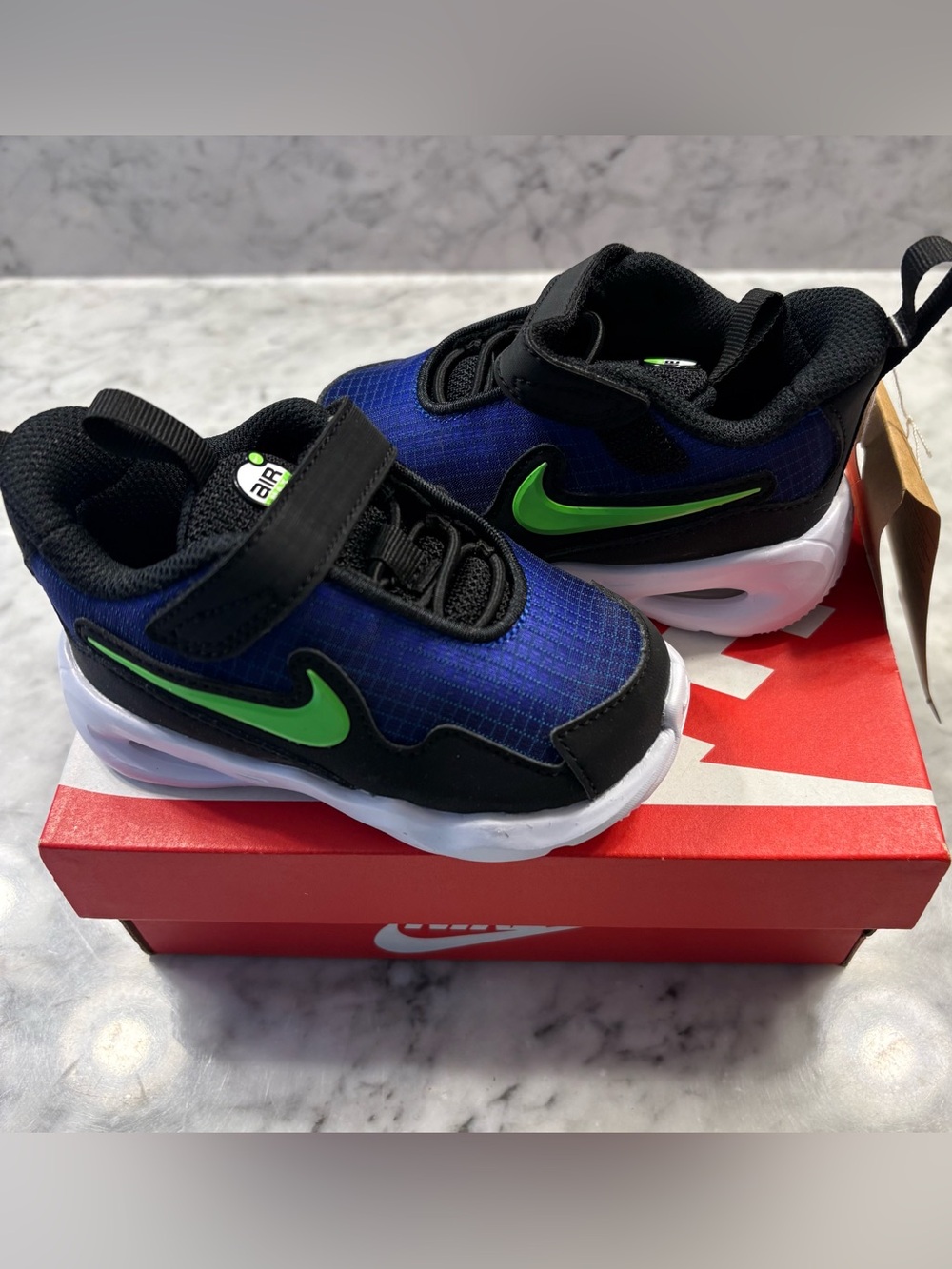 Nike Air Max Nova Infant/Toddler 5C Blue Black Green Strap Shoe athletic Sneaker